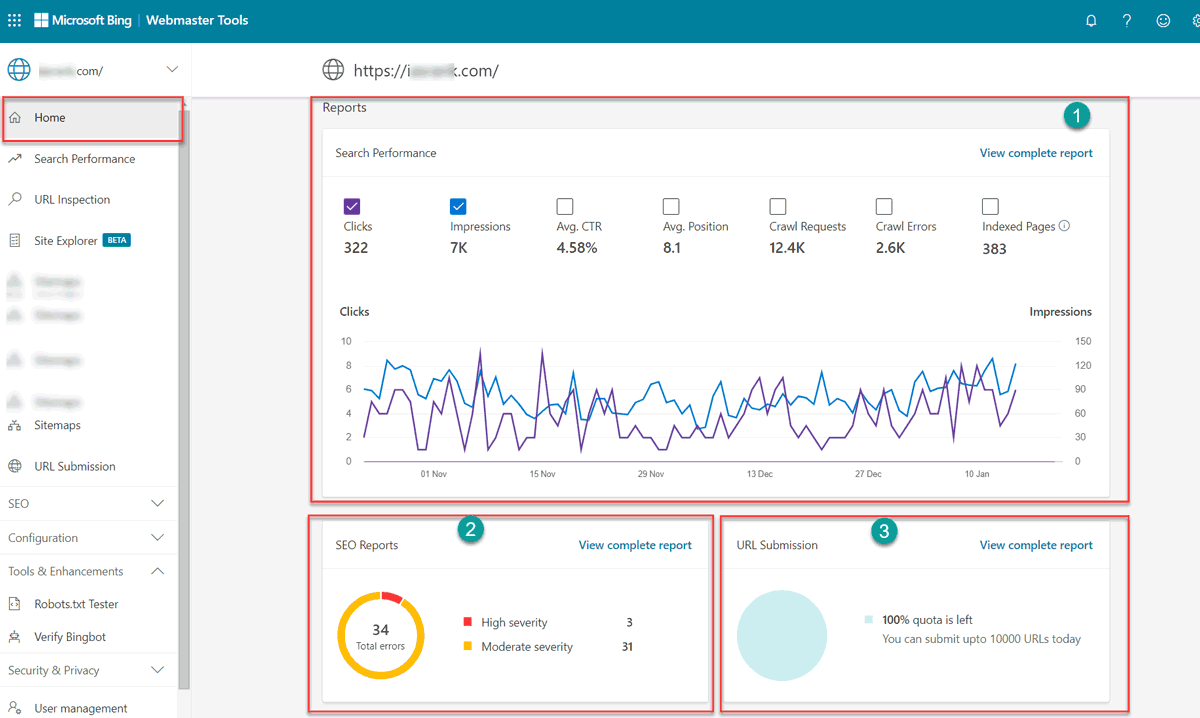 bing webmaster tools